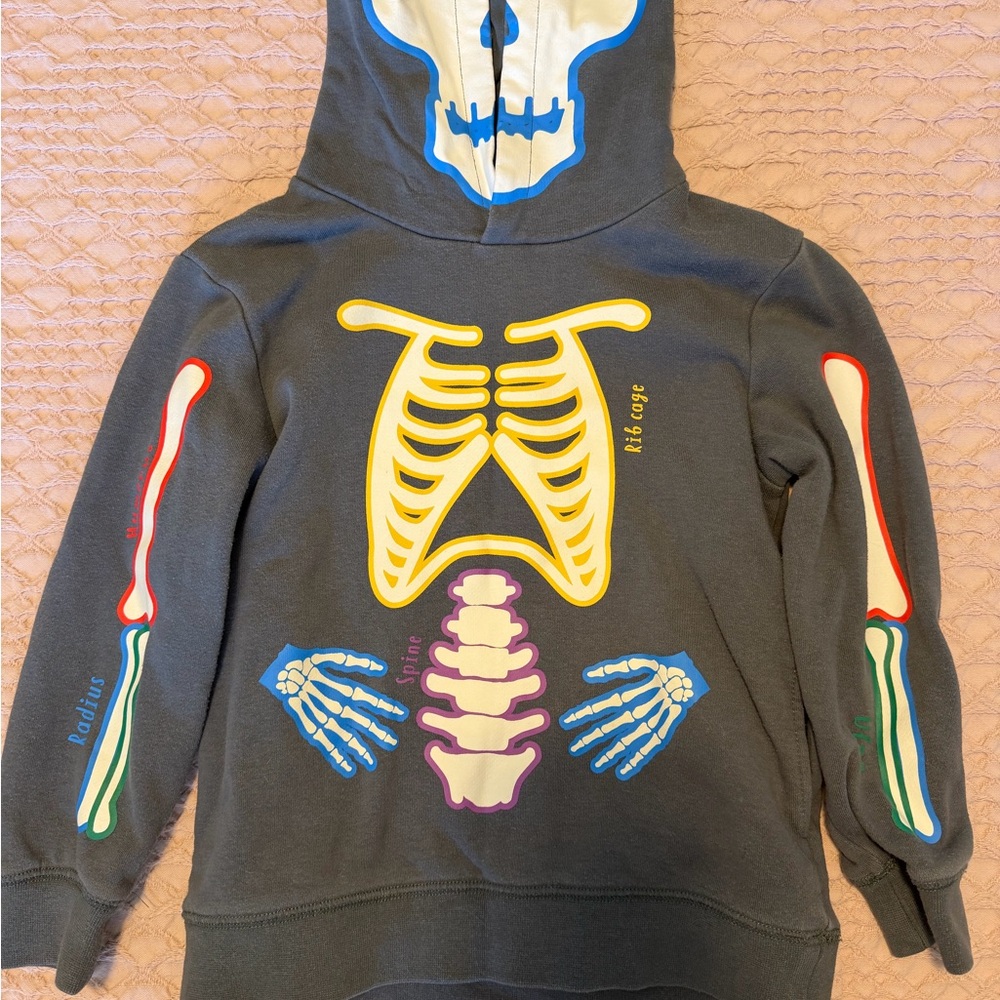Kids Skeleton Hoodie with Colorful Bone Graphics Mini Boden